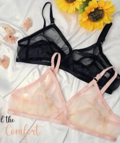 Pack of 2 Non-Padded & Non-Wired Full Net Transparent Bras